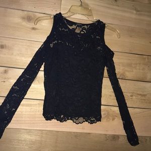 Black long sleeve off the shoulder with straps